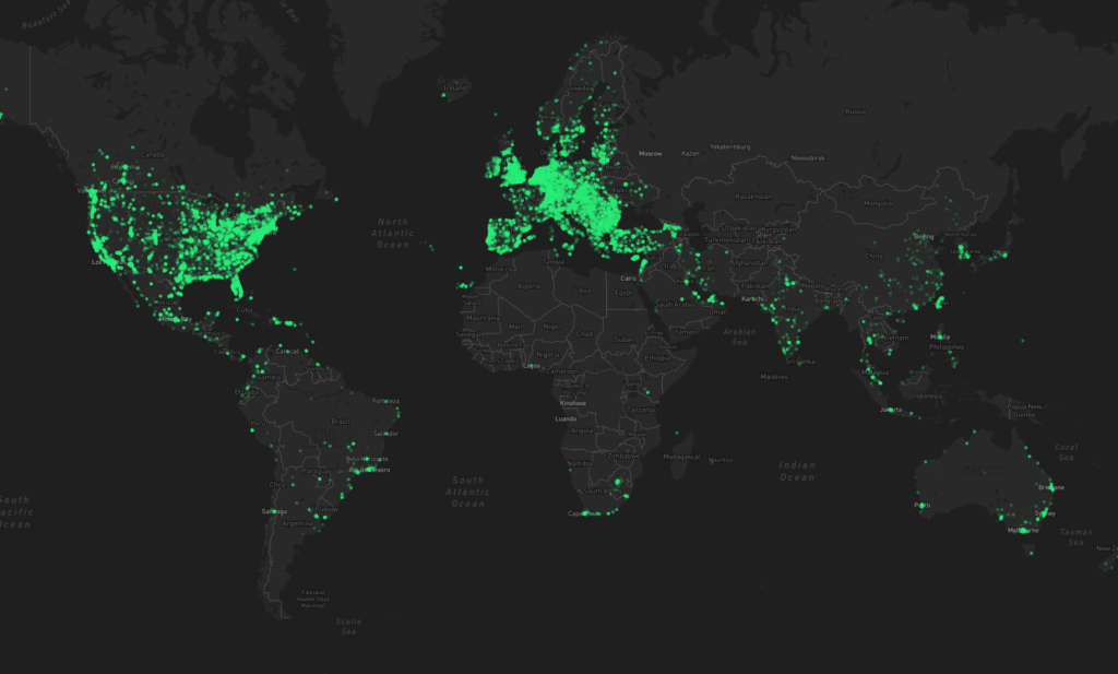 نقشه موقعیت مکانی هات اسپات‌های هلیوم در سراسر جهان - منبع: Helium Explorer
